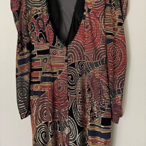 Vintage Janine metallic mosaic party dress size M - Picture 13 of 16